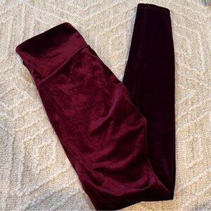 SPANX Velvet Leggings in Deep Maroon